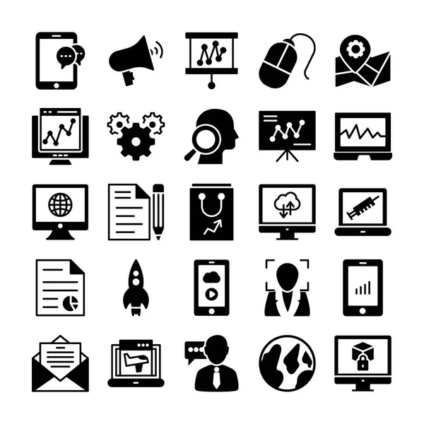 SEO and Marketing Solid Icons 4 — Stock Vector