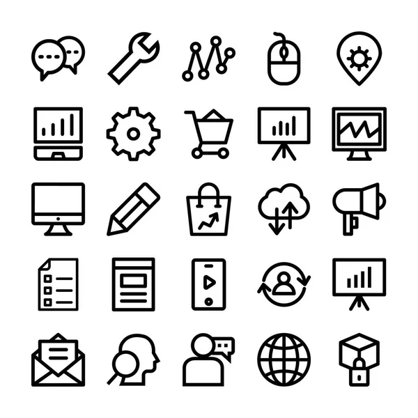 SEO and Marketing Vector Line Icons 4 — Stock Vector