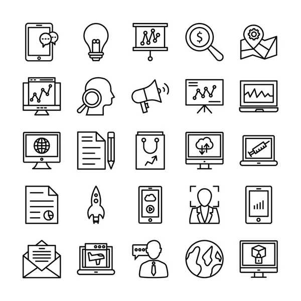 SEO and Marketing Vector Line Icons 4 — Stock Vector