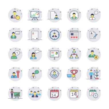 İnsan kaynakları renkli çizgi Icons 1 Set