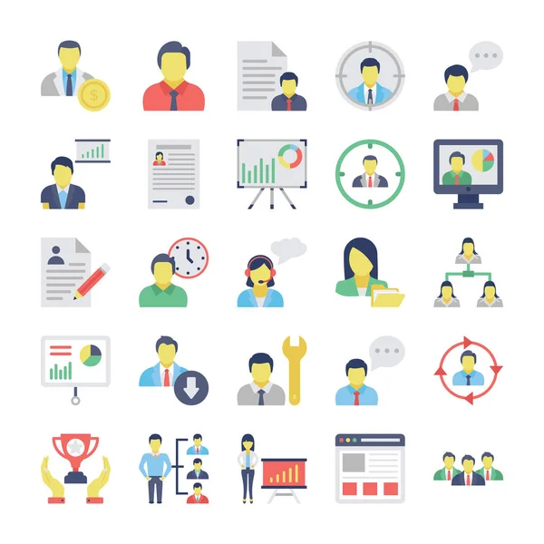 Human Resources Flat Colored Icons Set 1 — Stock Vector