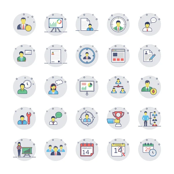 İnsan kaynakları renkli çizgi Icons 1 Set