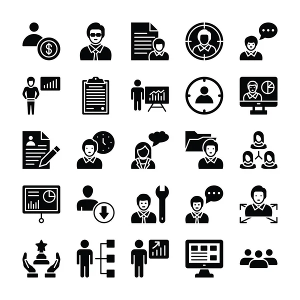 Human Resources Glyphs Icons 1 — Stock Vector