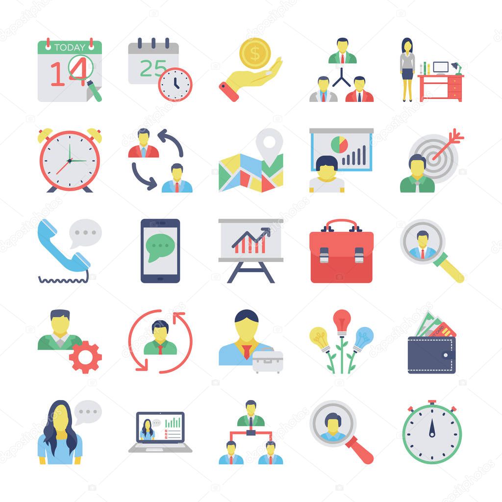 Human Resources Flat Colored Icons Set 2