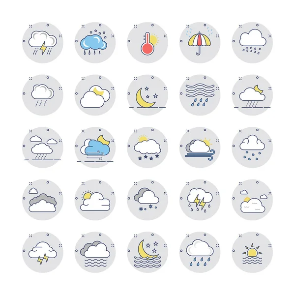 Weather Colored Line Icons 1 — Stock Vector
