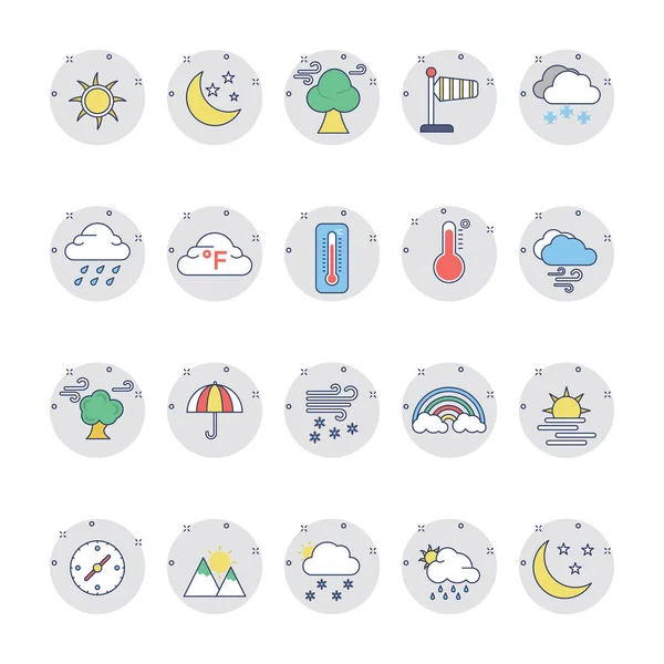 Weather Colored Line Icons 2 — Stock Vector