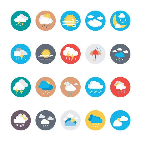 Tiempo Iconos Circulares Planos 2 — Vector de stock