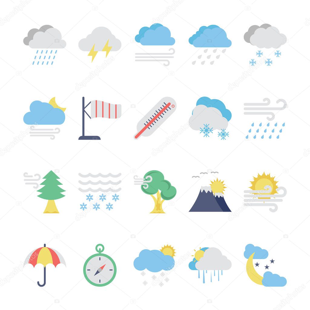 Weather Flat Colored Icons 