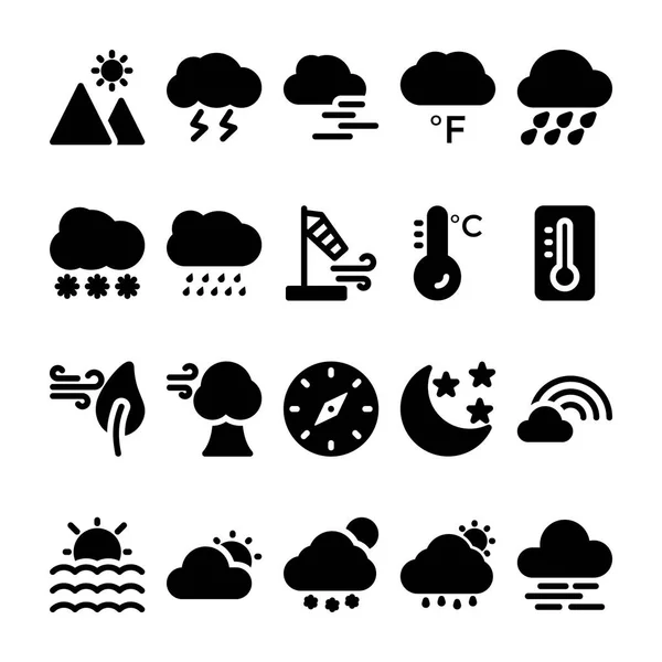 Clima Glifo iconos Set 2 — Archivo Imágenes Vectoriales