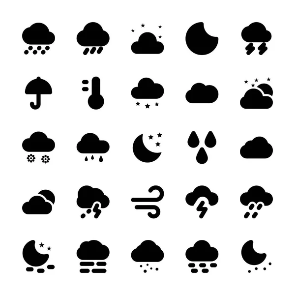 Clima Glifo Iconos Set 1 — Archivo Imágenes Vectoriales