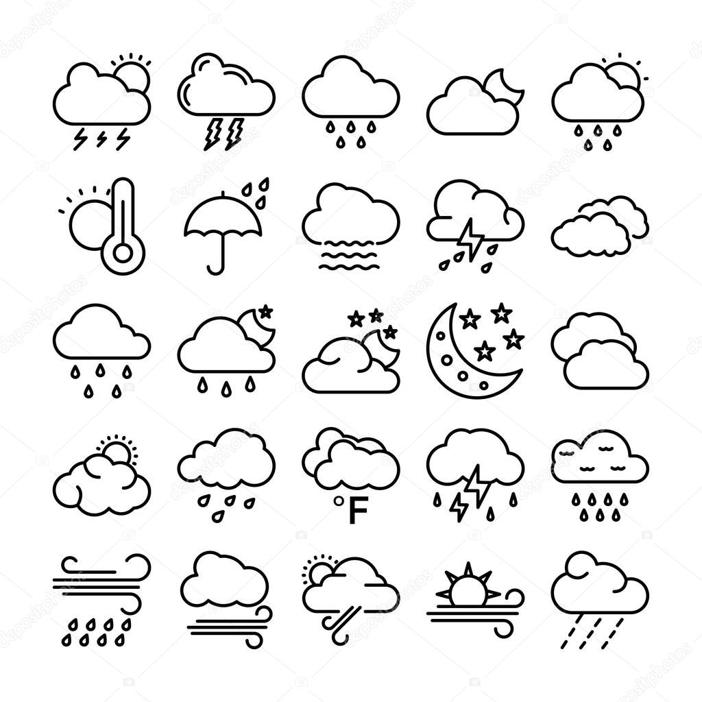 Weather Vector Line Icons Set 1