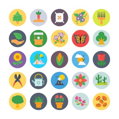 Doğa ve ekoloji düz simgeler 1