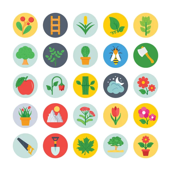 Natur och ekologi platt ikoner 3 — Stock vektor