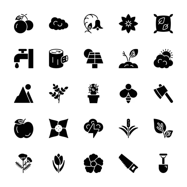 Nature and Ecology Solid Icons 2 — Stock Vector