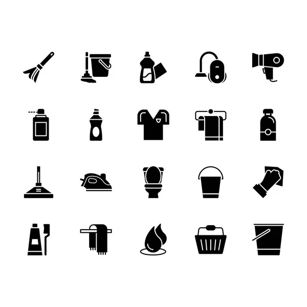 Cleaning Solid Icons — Stock Vector