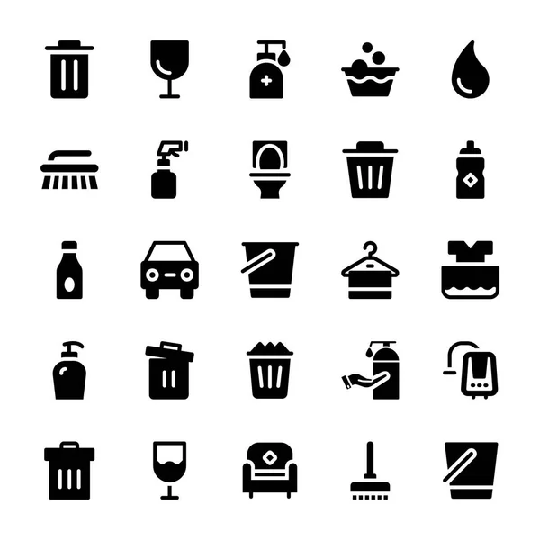 Cleaning Solid Icons — Stock Vector