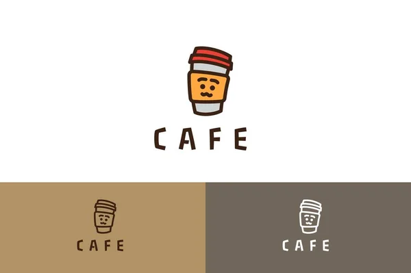 Cafe λογότυπο με smiley εικονογράφηση — Διανυσματικό Αρχείο