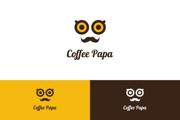 Logo del caffè Papa con illustrazione del carattere — Vettoriale Stock