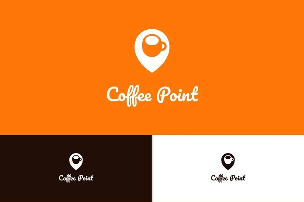 Logotipo do ponto de café com ilustração do pino — Vetor de Stock