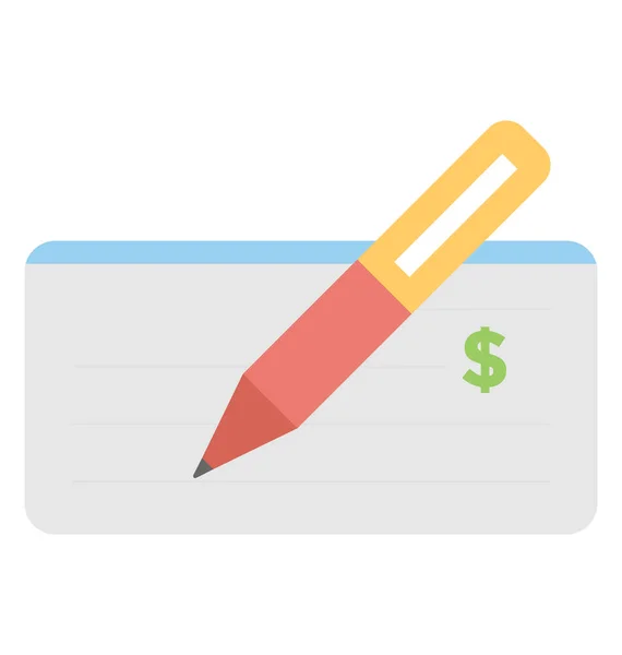 Cheque Signature Vector Icon — Stock Vector