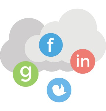  Sosyal medya bulut vektör simgesi