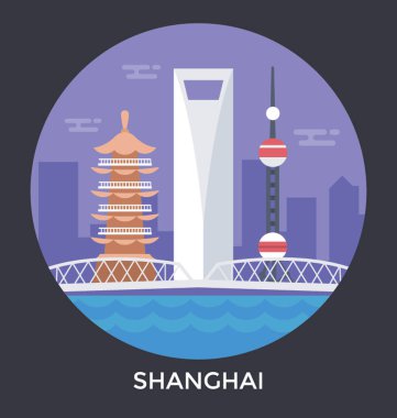  Shanghai, Çin vektör simgesi