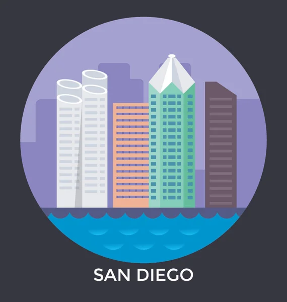 Vektorové ikony San Diego, Kalifornie, Spojené státy — Stockový vektor