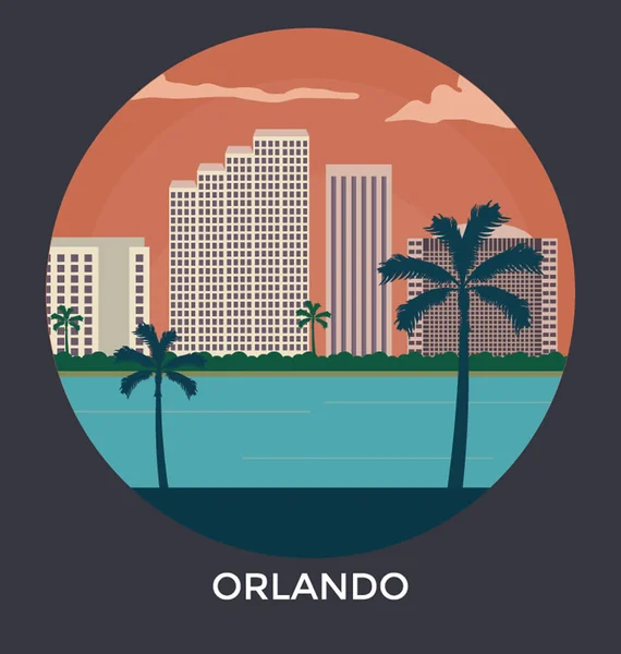 Centre-ville d'Orlando, Floride, icône vectorielle — Image vectorielle