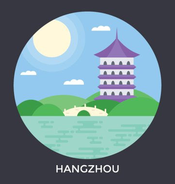  Hangzhou, Çin vektör simgesi