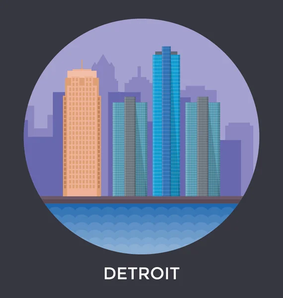 Detroit, Wayne Michigan, Stany Zjednoczone Państwa wektor ikona — Wektor stockowy
