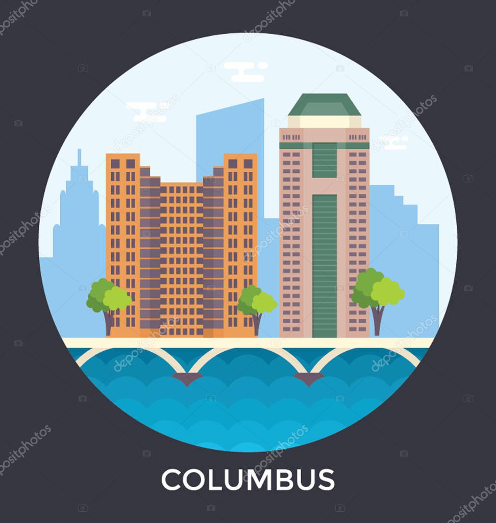  Columbus, USA Vector Icon