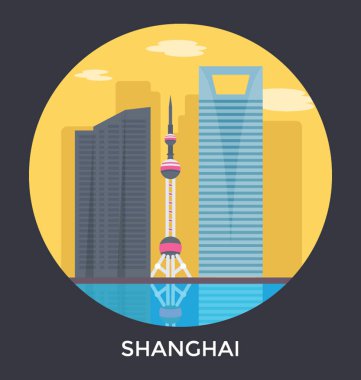  Shanghai, Çin vektör simgesi