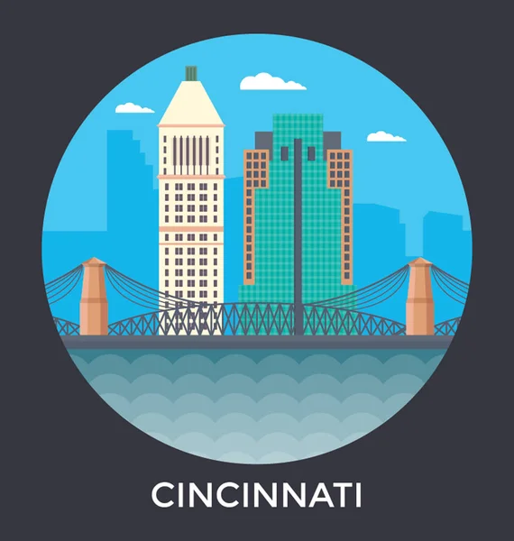 Cincinnati Ohio, EUA Vector Icon —  Vetores de Stock