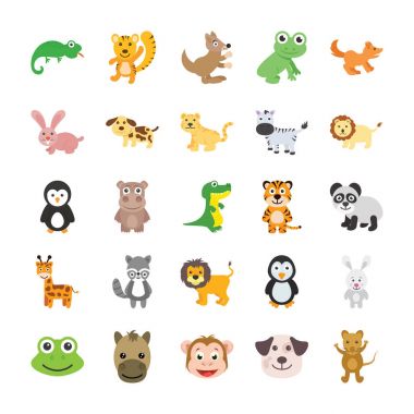 Hayvanlar renkli vektör simgeler 3