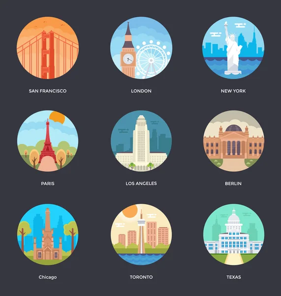 世界城市和旅游图 1 — 图库矢量图片