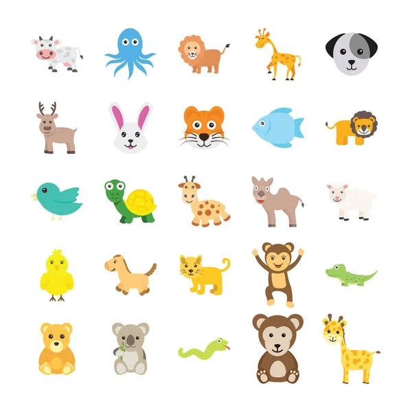 Ícones vetoriais coloridos de animais 2 — Vetor de Stock