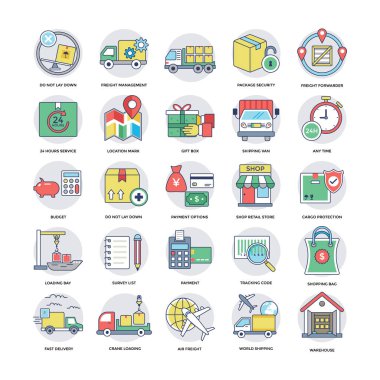 Lojistik teslim serin Vector Icons 4 Set