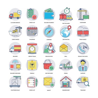 5 lojistik teslimat serin Vector Icons Set