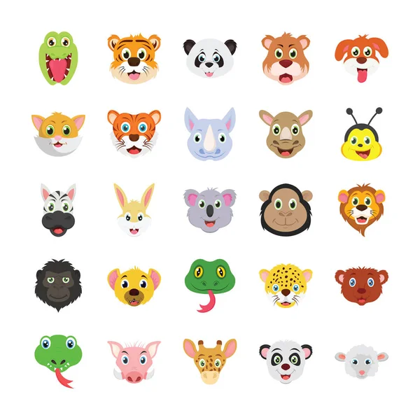 Animais coloridos conjunto de ícones vetoriais 1 — Vetor de Stock