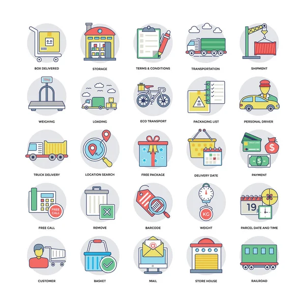 6 lojistik teslimat serin Vector Icons Set — Stok Vektör