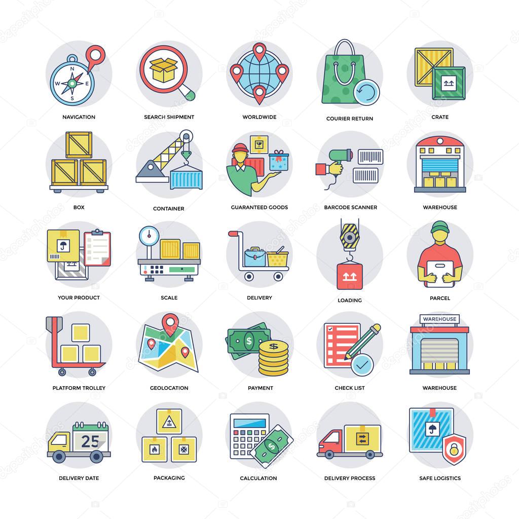 Logistics Delivery Cool Vector Icons Set 7