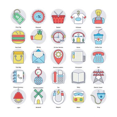 7 ev hizmetleri daire dairesel Icons Set