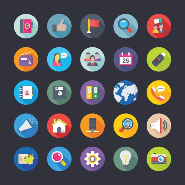 Netwerk en communicatie plat Circulaire Icons 3 — Stockvector