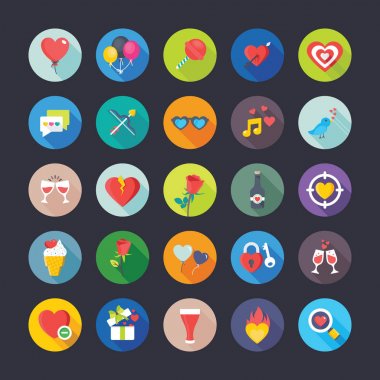 Sevgi ve Sevgililer vektör simgeler 2 ayarla