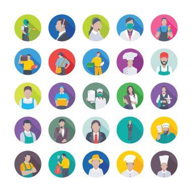 6 meslekler düz Vector Icons Set