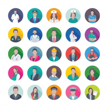 Meslekler düz Vector Icons 4 Set