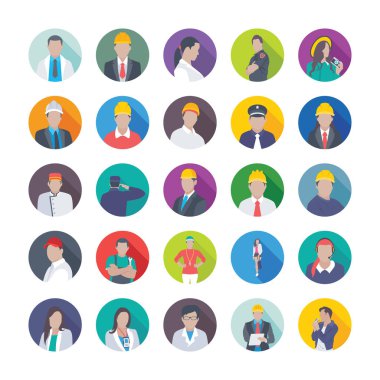 5 meslek düz Vector Icons Set