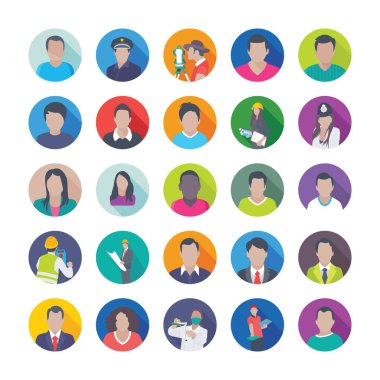 2 meslek düz Vector Icons Set