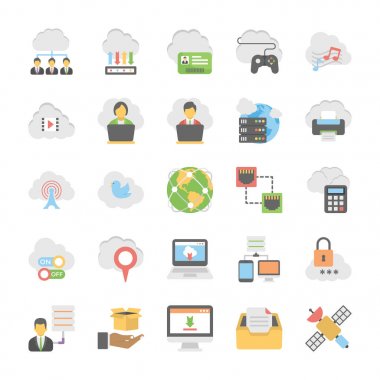 Cloud Computing 3 düz Vector Icons Set