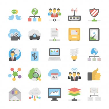 Cloud Computing 6 düz Vector Icons Set